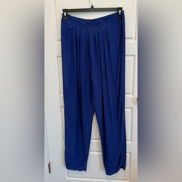 Carole Little Pants - Carole Little Vintage Blue Silk Harem Pants Pleated 1980’s Trousers Size 10
